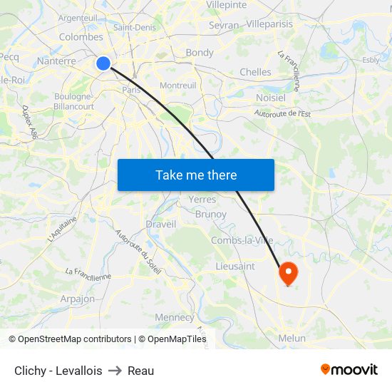 Clichy - Levallois to Reau map