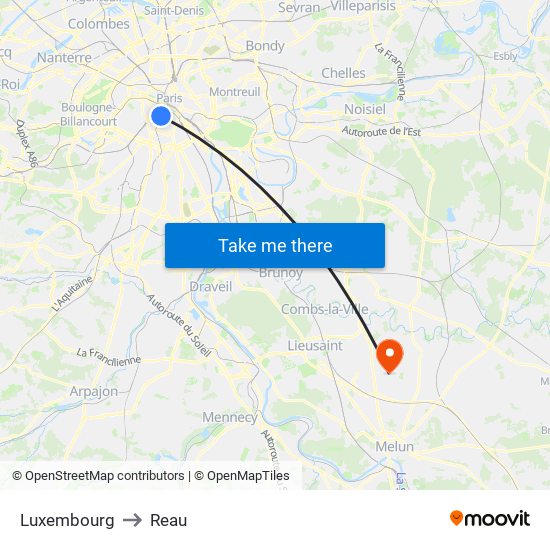 Luxembourg to Reau map