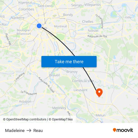 Madeleine to Reau map