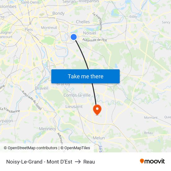 Noisy-Le-Grand - Mont D'Est to Reau map