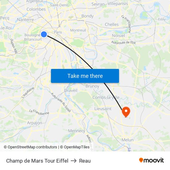 Champ de Mars Tour Eiffel to Reau map