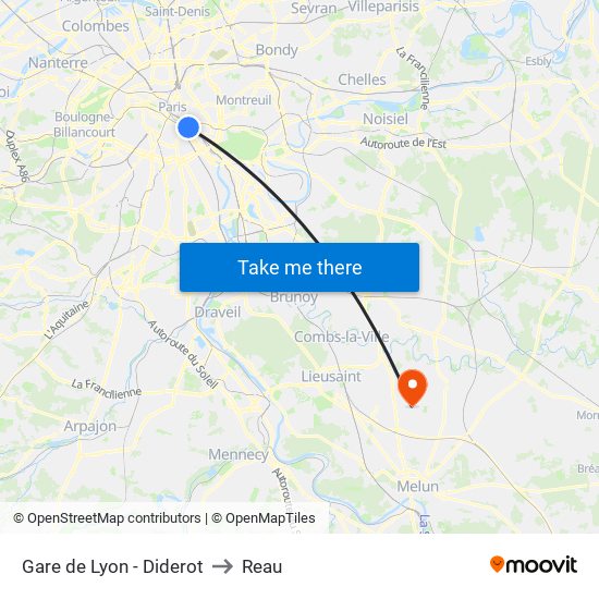 Gare de Lyon - Diderot to Reau map