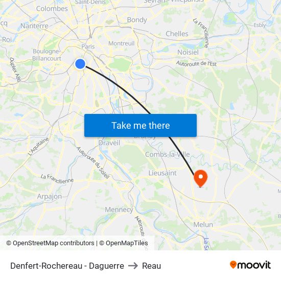 Denfert-Rochereau - Daguerre to Reau map