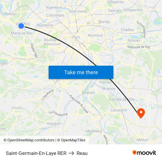 Saint-Germain-En-Laye RER to Reau map