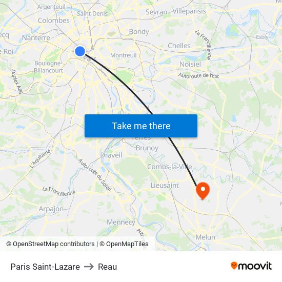 Paris Saint-Lazare to Reau map