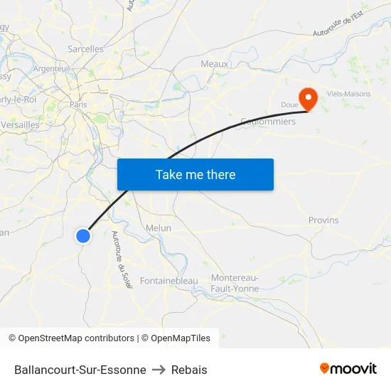 Ballancourt-Sur-Essonne to Rebais map