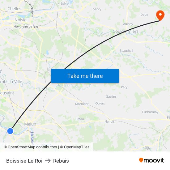 Boissise-Le-Roi to Rebais map
