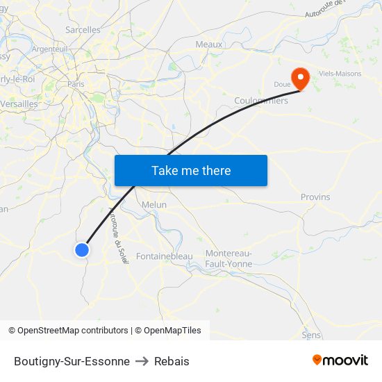 Boutigny-Sur-Essonne to Rebais map
