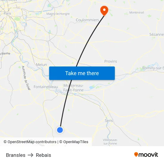 Bransles to Rebais map