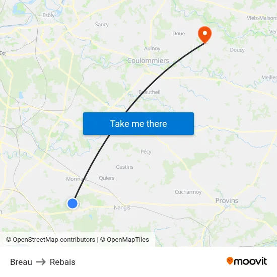 Breau to Rebais map