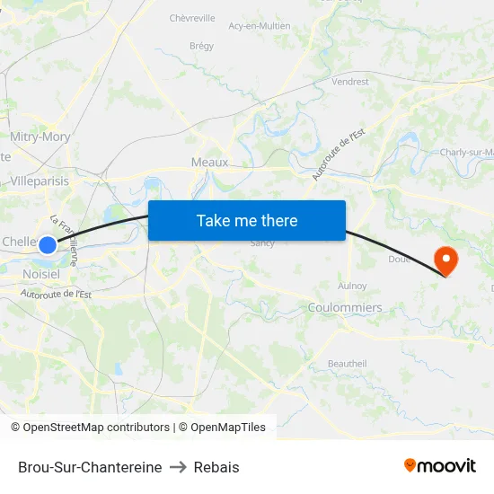Brou-Sur-Chantereine to Rebais map