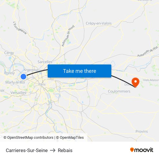 Carrieres-Sur-Seine to Rebais map