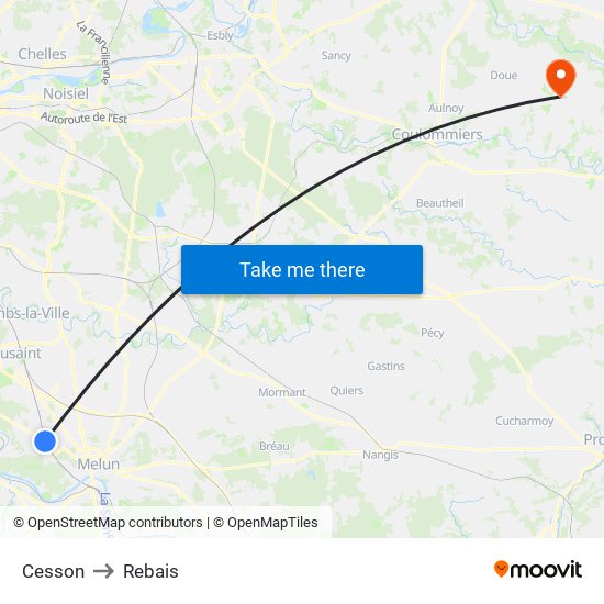 Cesson to Rebais map
