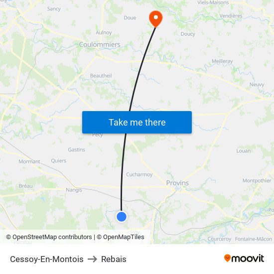 Cessoy-En-Montois to Rebais map