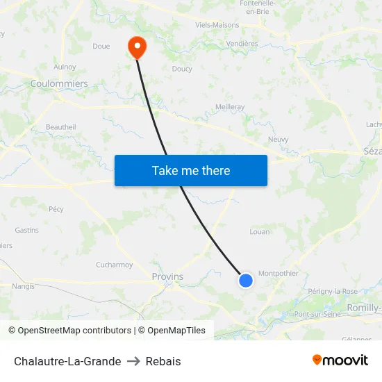 Chalautre-La-Grande to Rebais map