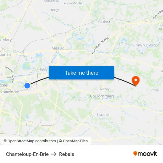 Chanteloup-En-Brie to Rebais map