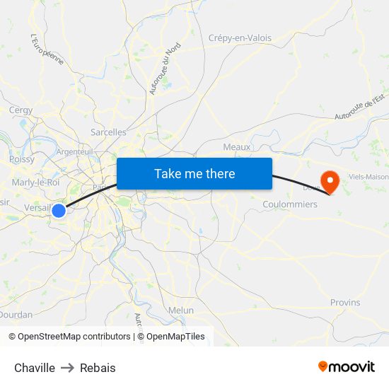 Chaville to Rebais map