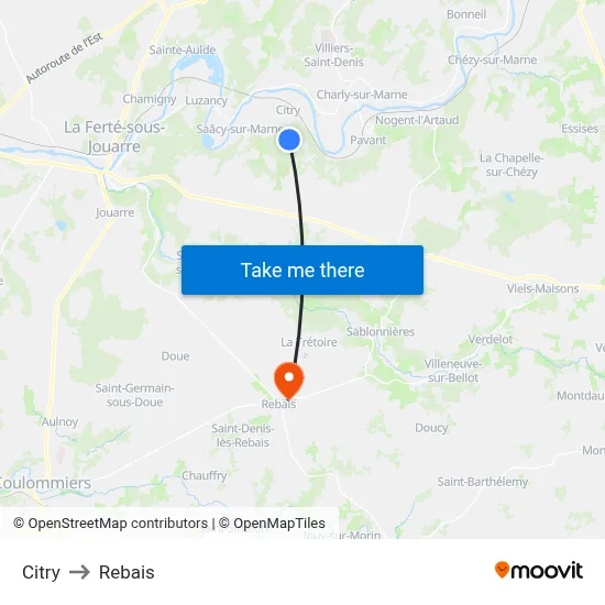 Citry to Rebais map