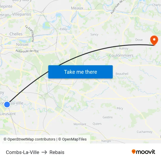 Combs-La-Ville to Rebais map