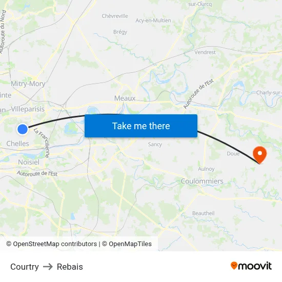 Courtry to Rebais map
