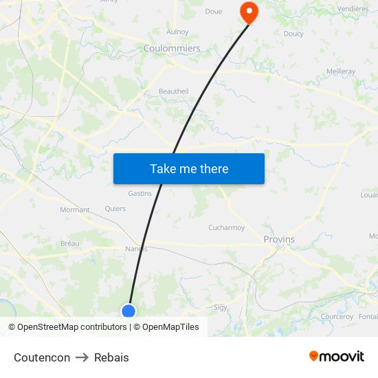 Coutencon to Rebais map