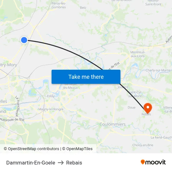 Dammartin-En-Goele to Rebais map