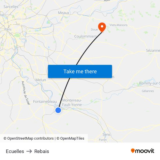 Ecuelles to Rebais map