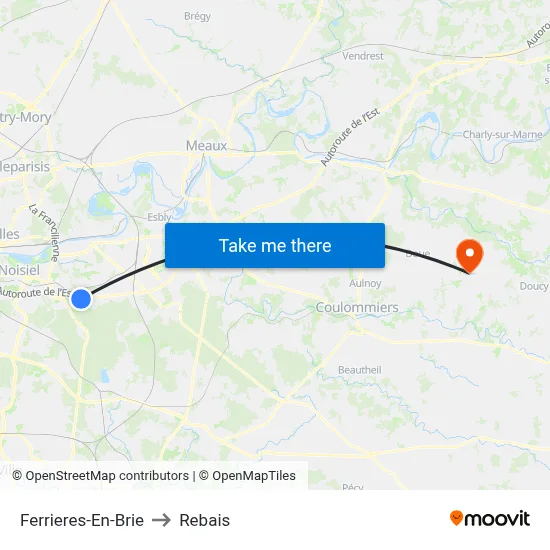 Ferrieres-En-Brie to Rebais map