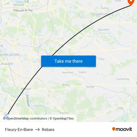 Fleury-En-Biere to Rebais map
