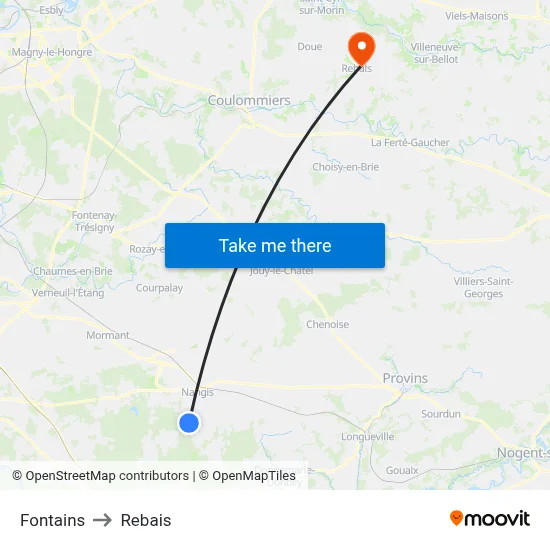 Fontains to Rebais map