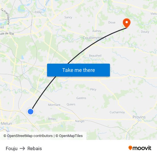 Fouju to Rebais map