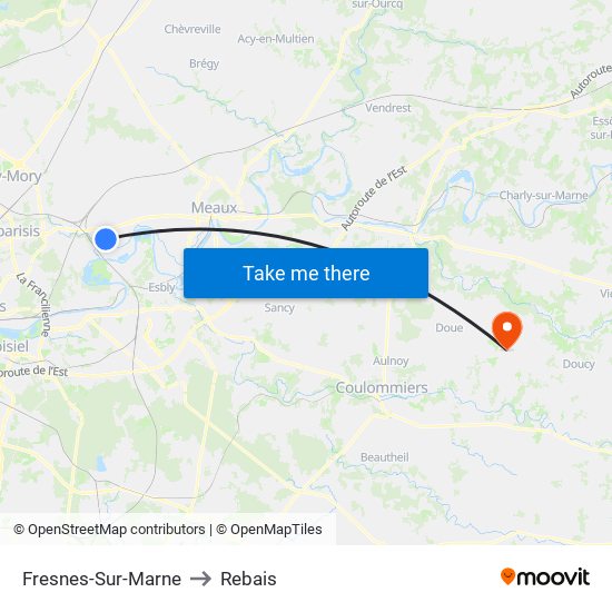 Fresnes-Sur-Marne to Rebais map