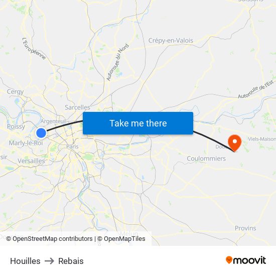 Houilles to Rebais map