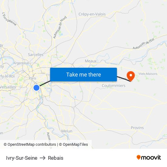 Ivry-Sur-Seine to Rebais map