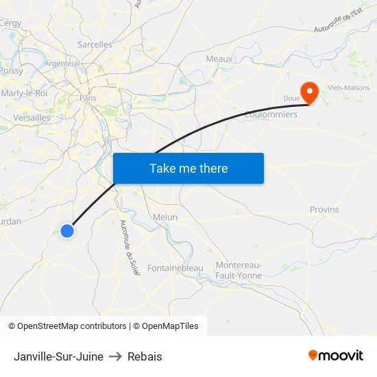 Janville-Sur-Juine to Rebais map