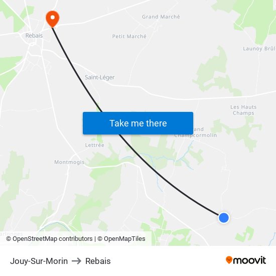 Jouy-Sur-Morin to Rebais map