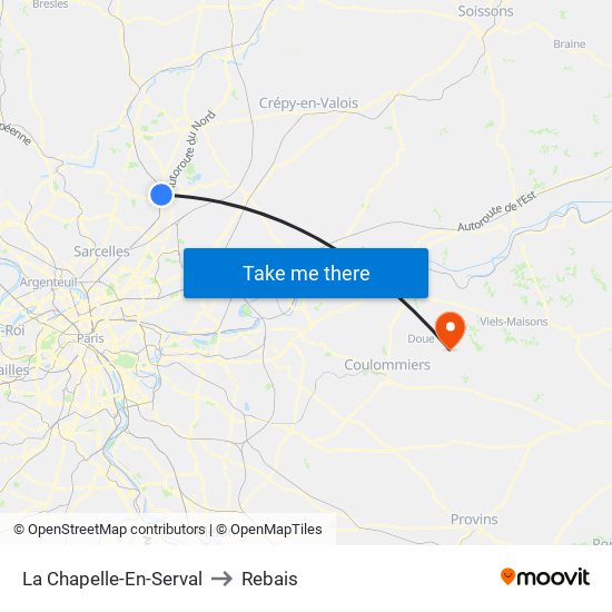 La Chapelle-En-Serval to Rebais map