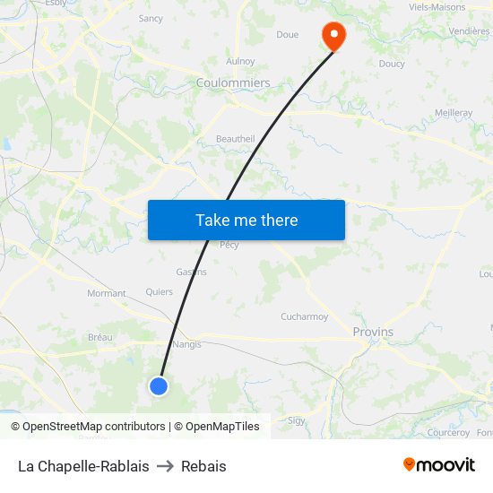 La Chapelle-Rablais to Rebais map