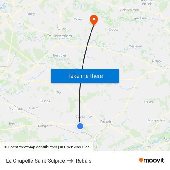 La Chapelle-Saint-Sulpice to Rebais map