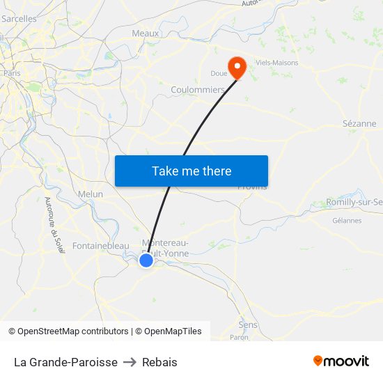 La Grande-Paroisse to Rebais map