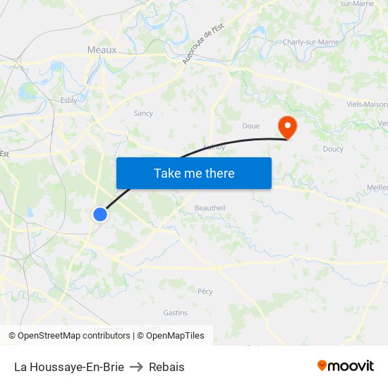 La Houssaye-En-Brie to Rebais map