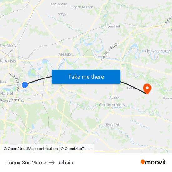 Lagny-Sur-Marne to Rebais map