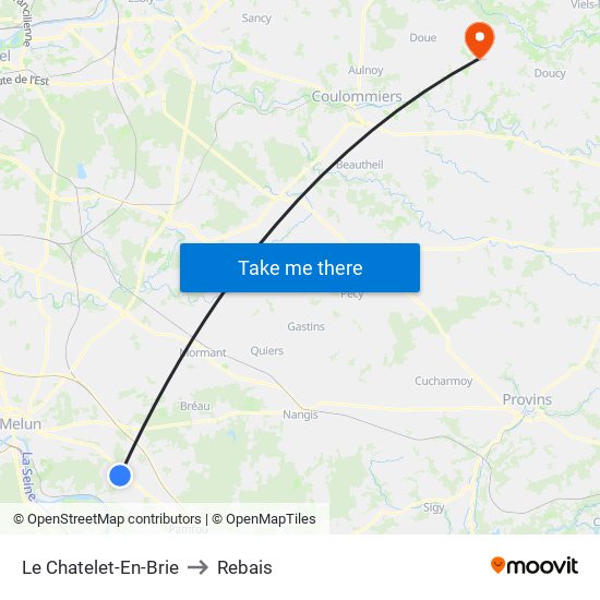Le Chatelet-En-Brie to Rebais map