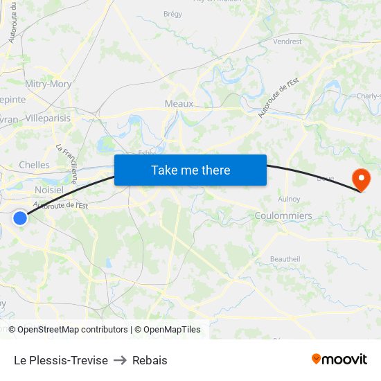 Le Plessis-Trevise to Rebais map
