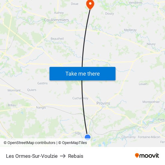 Les Ormes-Sur-Voulzie to Rebais map
