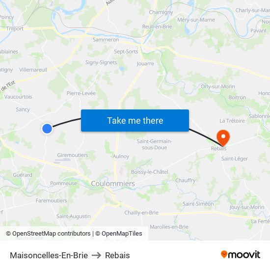 Maisoncelles-En-Brie to Rebais map