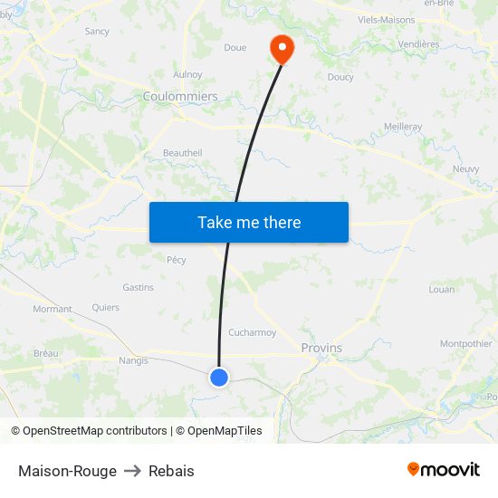 Maison-Rouge to Rebais map