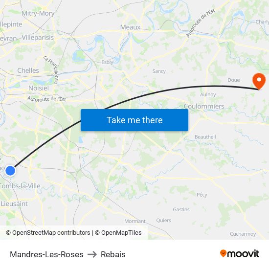 Mandres-Les-Roses to Rebais map