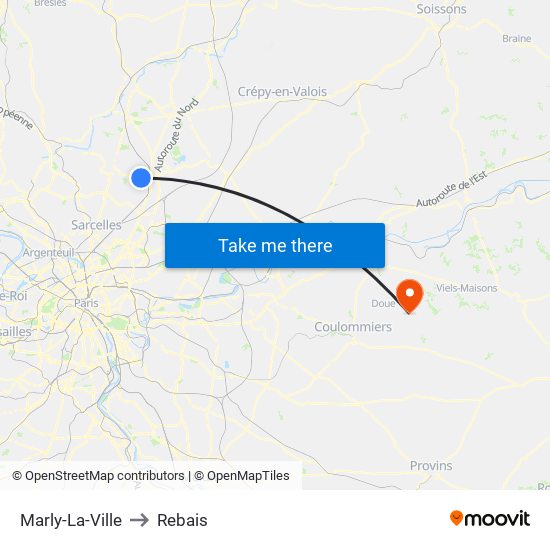 Marly-La-Ville to Rebais map