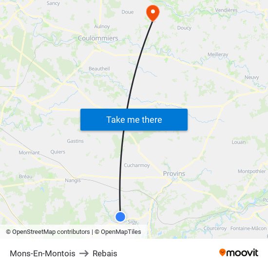 Mons-En-Montois to Rebais map
